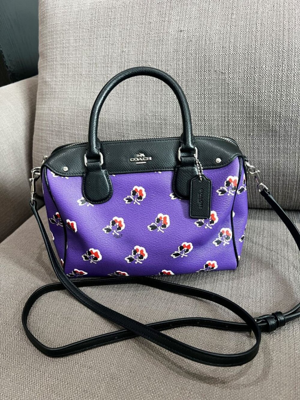 NWOT COACH Mini Bennett Crossbody Satchel Bag Purse Purple Leather Bramble Rose - Picture 4 of 12